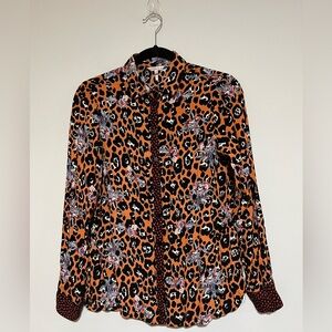 Esqualo Artsy Multicolor Abstract Animal Print Button Down Top Size 4